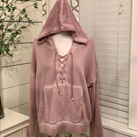 💕Super Cute American Eagle Lace-Up Hoodie - Sz: M - Picture 6 of 8